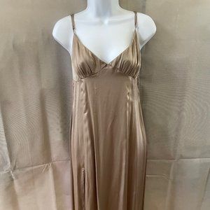 Long Tan Silk Dress